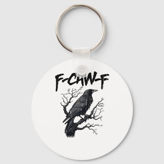 F-Caw-F Funny Crow Essential Cool Unique Keychain (Front)