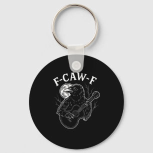 F-Caw-F Funny Crow Guitar Halloween Bird Music Vin Keychain