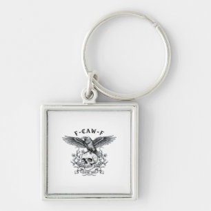 F-Caw-F Funny Crow Halloween Vintage Design Keychain