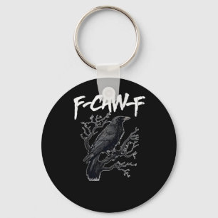 F-Caw-F Funny Crow Minimal Clean Keychain