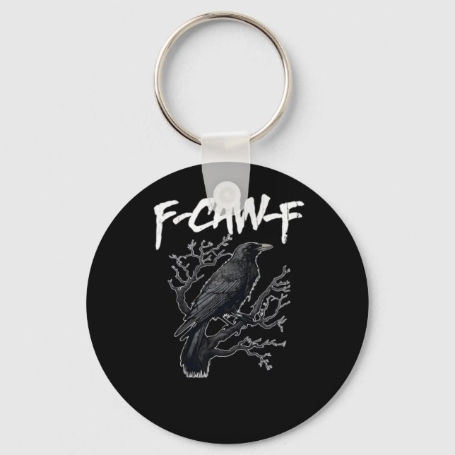 F-Caw-F Funny Crow Minimal Clean Keychain (Front)