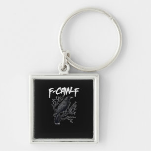 F-Caw-F Funny Crow Minimal Clean Keychain