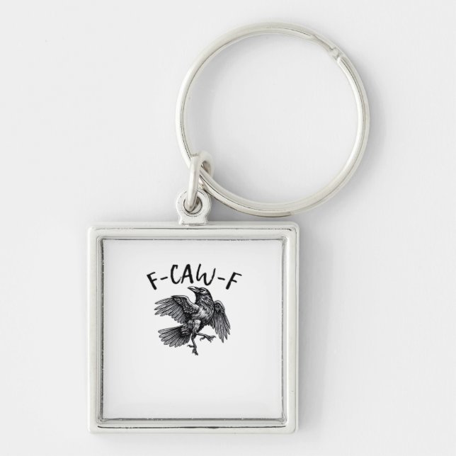 F Caw F Funny Crow Vintage Graphic Keychain (Front)