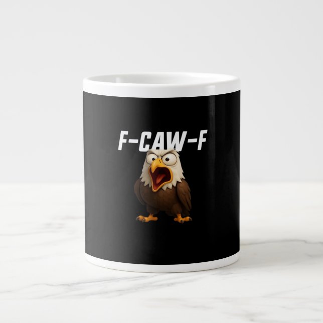 F-Caw-F Funny F-Caw-F Gear Retro Classic Large Coffee Mug (Front)
