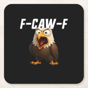 F-Caw-F Funny F-Caw-F Gear Retro Classic Square Paper Coaster