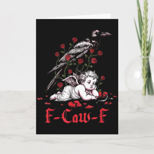 F-caw-f Funny Floral Black Bird Cupid Anti Valenti Card