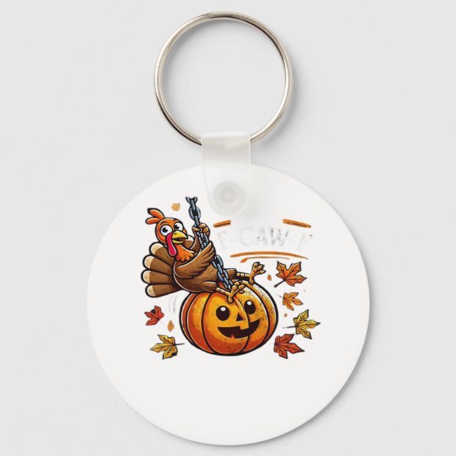 F-Caw-F Funny For Men Women Thanksgiving-Christmas Keychain (Front)