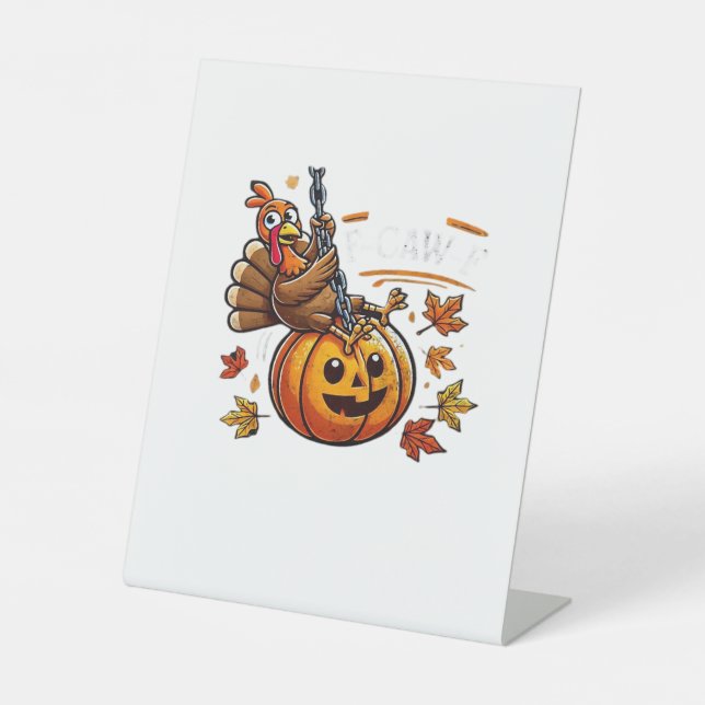 F-Caw-F Funny For Men Women Thanksgiving-Christmas Pedestal Sign (Front)