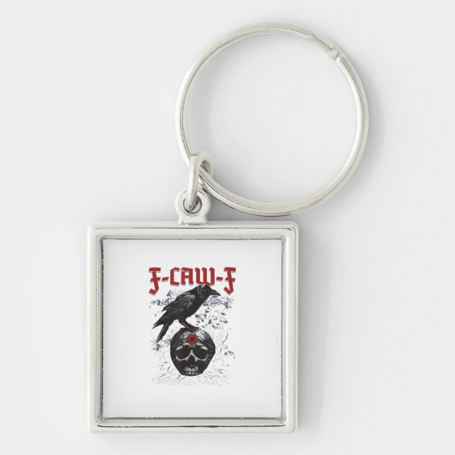 F-Caw-F Funny Halloween Crow Raven Gothic Humour Keychain (Front)