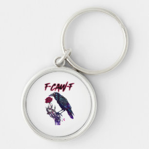 F-Caw-F Funny Raven Crow Spooky Season Halloween R Keychain