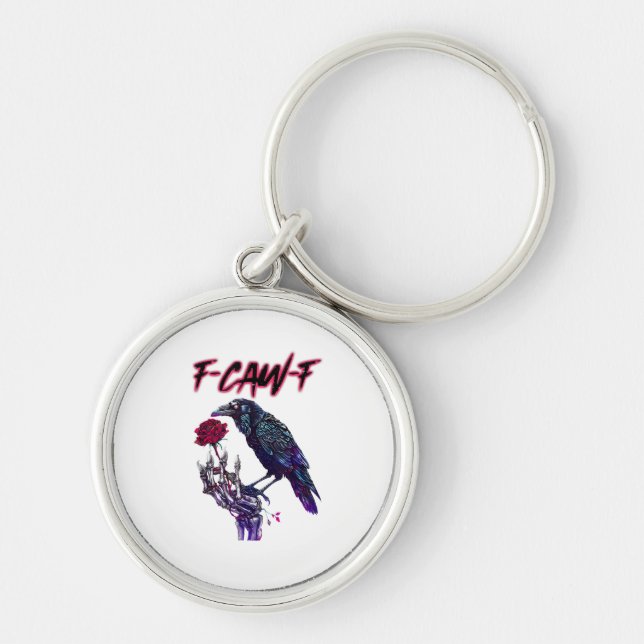 F-Caw-F Funny Raven Crow Spooky Season Halloween R Keychain (Front)
