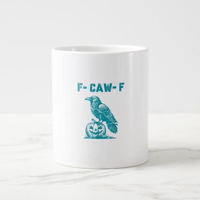 F-Caw-F Funny Raven Gothic Crow Retro Classic Large Coffee Mug (Front)