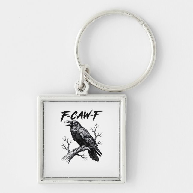 F-Caw-F Funny Raven Pun F-Caw-F Creative Graphic Keychain (Front)