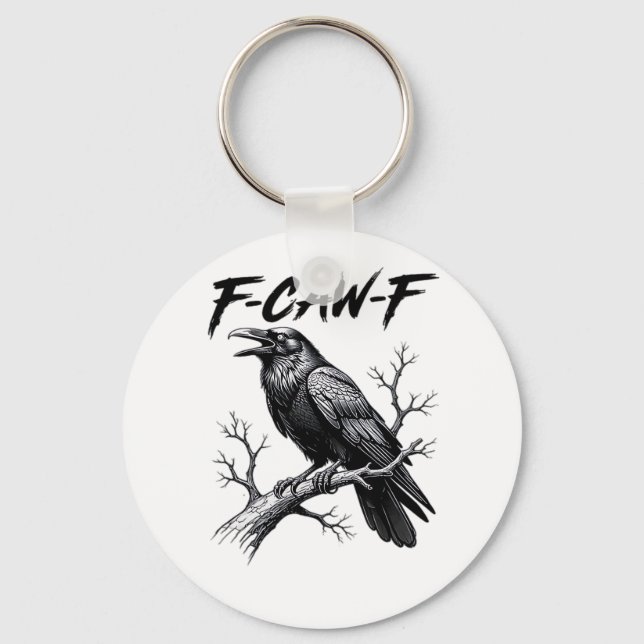 F-Caw-F Funny Raven Pun F-Caw-F Creative Graphic Keychain (Front)