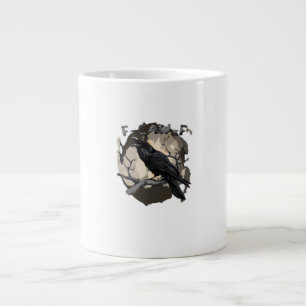 F-Caw-F Funny Raven Pun Gothic Crow Humor Retro Cl Large Coffee Mug
