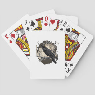 F-Caw-F Funny Raven Pun Gothic Crow Humor Retro Cl Playing Cards