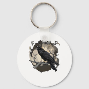 F-Caw-F Funny Raven Pun Gothic Crow Humour Retro C Keychain