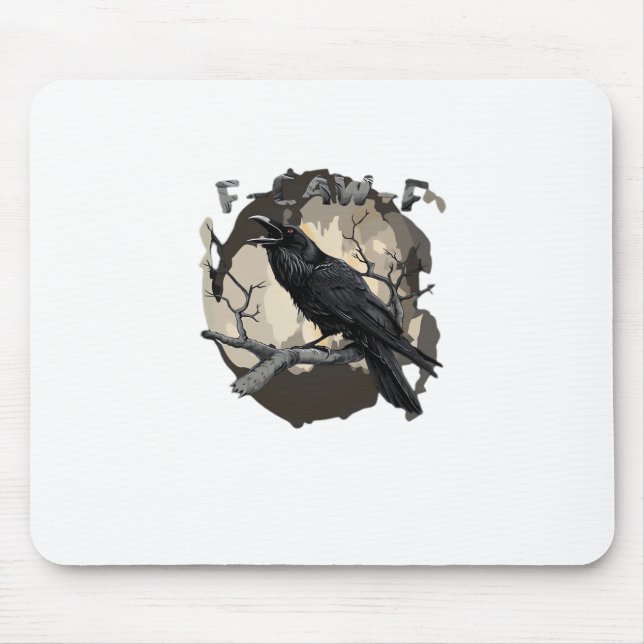 F-Caw-F Funny Raven Pun Gothic Crow Humour Retro C Mouse Pad (Front)