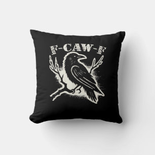 F-Caw-F Funny Raven Vintage Crow Sarcastic Humour  Throw Pillow