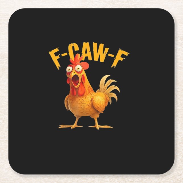 F-Caw-F Funny Unique Square Paper Coaster (Front)