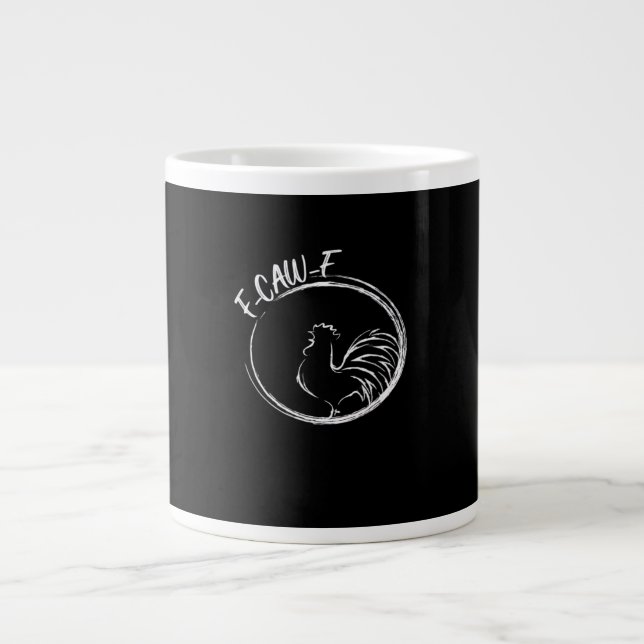 F-Caw-F Funny Wordplay Quote Retro Style Large Coffee Mug (Front)