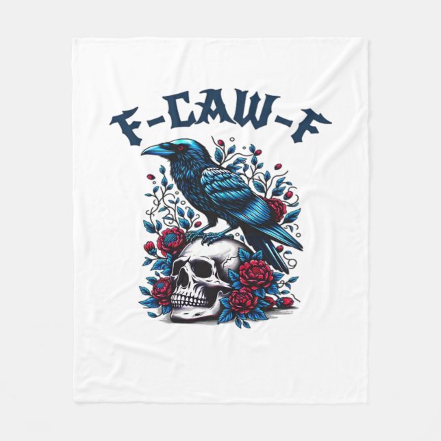 F-Caw-F Gothic Crow Raven Skull Classic Fleece Blanket (Front)