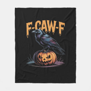 F-Caw-F Halloween Raven Jack-O-Lantern Spooky Seas Fleece Blanket