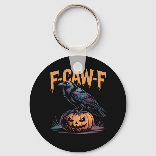 F-Caw-F Halloween Raven Jack-O-Lantern Spooky Seas Keychain (Front)