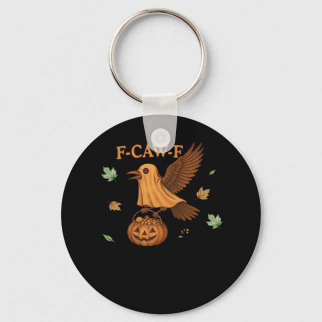 F-Caw-F Halloween Retro Classic Keychain (Front)
