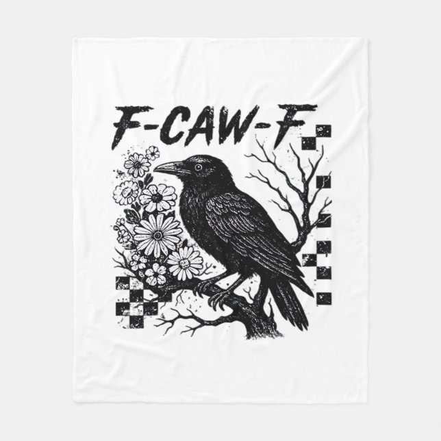 F-Caw-F Humour Funny Gothic Crow Fleece Blanket (Front)