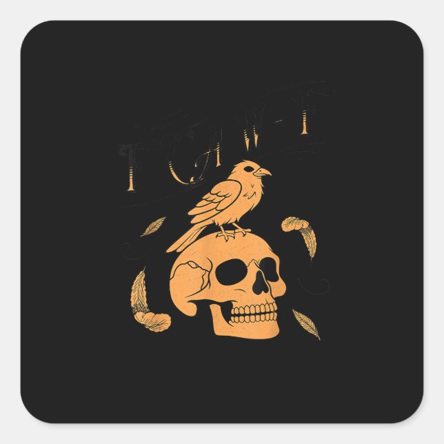 F-Caw-F Humourous Crow Graphic Square Sticker (Front)