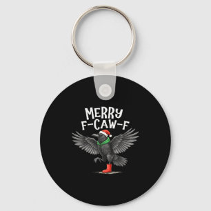 F-caw-f Merry Christmas Funny Crow Raven  Keychain