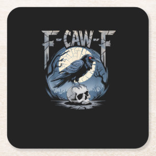 F-Caw-F Minimal Clean Square Paper Coaster
