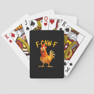 F-Caw-F Pun Funny Chicken Rooster Cawing Grunge Playing Cards
