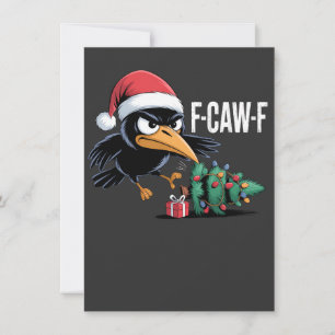 F-caw-f Raven Crow Xmas Tree Christmas Raven Invitation