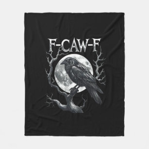 F-Caw-F Raven Moon Gothic Halloween Crow Bird Love Fleece Blanket