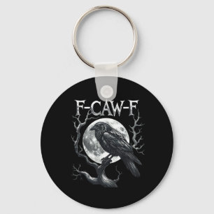 F-Caw-F Raven Moon Gothic Halloween Crow Bird Love Keychain