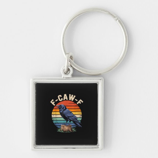 F-Caw-F Raven Moon Gothic Halloween Crow Bird Love Keychain (Front)