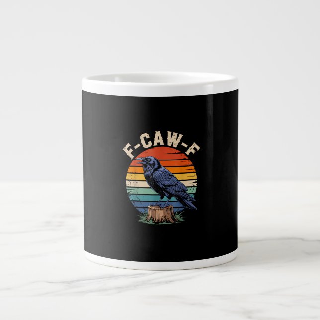 F-Caw-F Raven Moon Gothic Halloween Crow Bird Love Large Coffee Mug (Front)