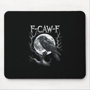 F-Caw-F Raven Moon Gothic Halloween Crow Bird Love Mouse Pad