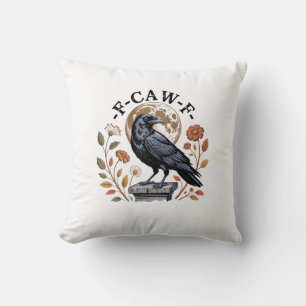 F-Caw-F Raven Moon Gothic Halloween Crow Bird Love Throw Pillow