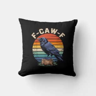 F-Caw-F Raven Moon Gothic Halloween Crow Bird Love Throw Pillow