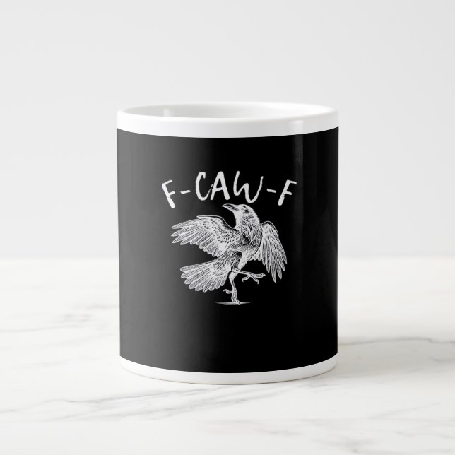 F-Caw-F Raven Retro Classic Large Coffee Mug (Front)