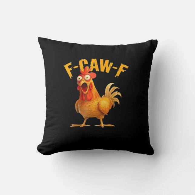 F-Caw-F Retro Classic Throw Pillow (Front)