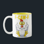 F-Caw-F Rooster Meme | Funny Chicken Pun | Rooster Two-Tone Coffee Mug<br><div class="desc">F-Caw-F Rooster Meme | Funny Chicken Pun | Quote Rooster Humor Tee Get ready to spread some barnyard humor with this hilarious F-Caw-F Rooster Meme T-Shirt! This clever design features a bold rooster alongside the punny phrase "F-Caw-F, " a playful and family-friendly twist on a popular acronym. Perfect for chicken...</div>