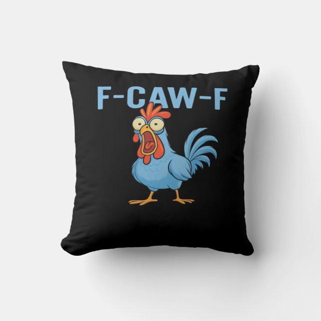 F-Caw-F Swearing Chicken Classic Retro Style Throw Pillow (Front)