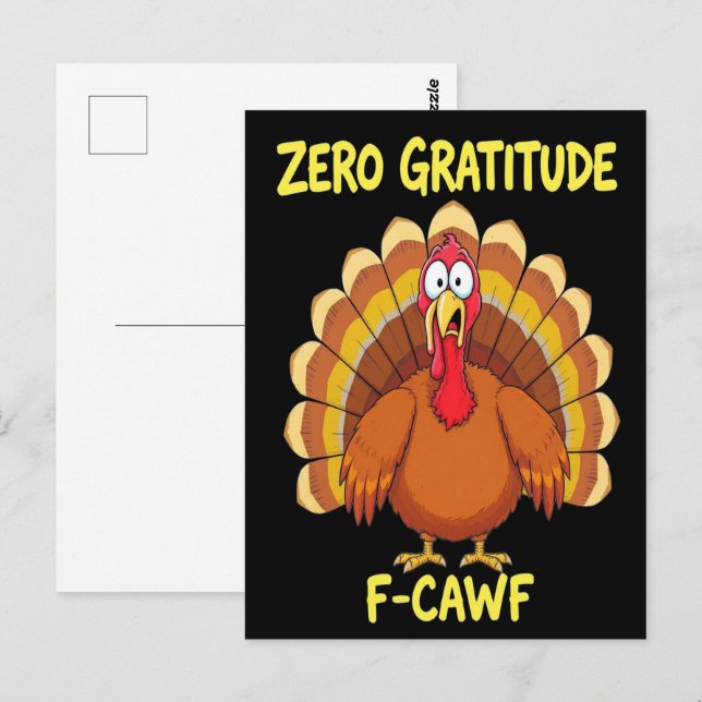 F-Caw-F Thanksgiving Turkey Cawing 2025-2026 Postcard (Front/Back)