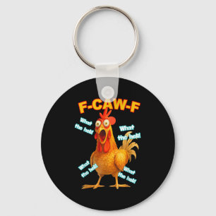 F-caw-f What The Heli Chicken Funny Meme Vintage  Keychain