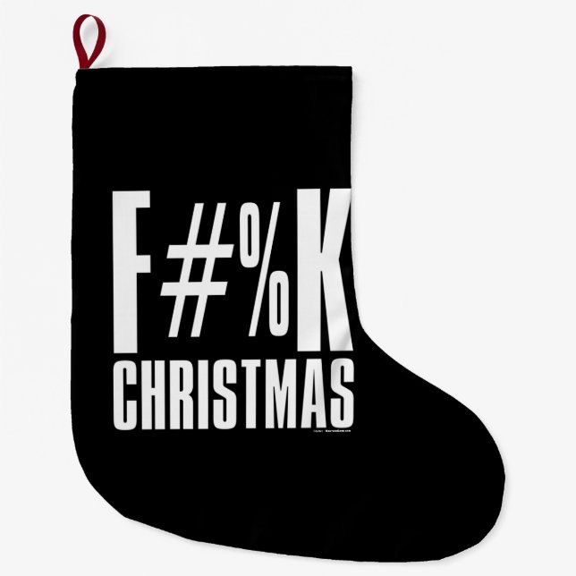 F Christmas on Black Large Christmas Stocking (Front)