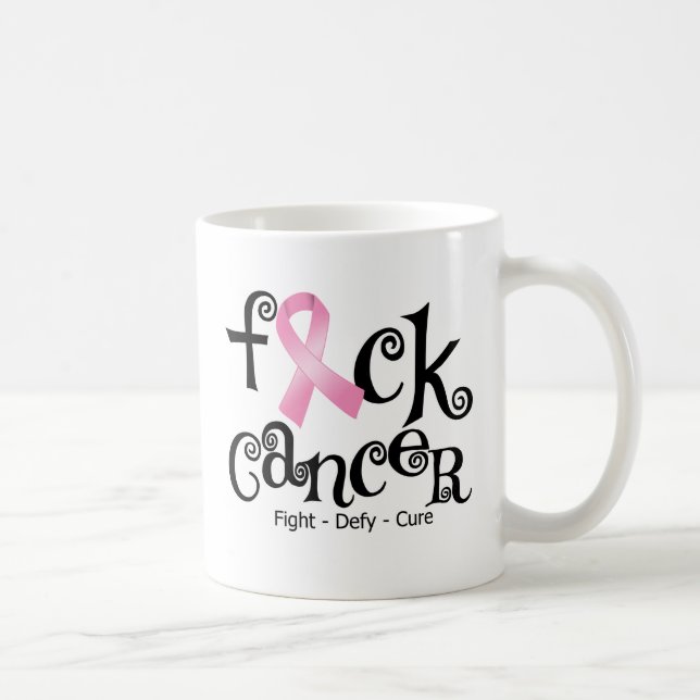 F*CK Breast Cancer (Pink Ribbon) Coffee Mug (Right)